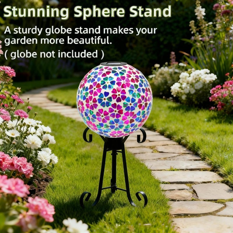 VOREEN Metal Gazing Ball Stand, 10" Sturdy Iron Globe Holder for 8–12 Inch Garden Globes, Outdoor Yard & Lawn Decor, Black - Image 5